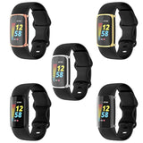 5Pack Soft Screen Protector Bumper Case Compatible With Fitbit Charge 6 Charge 5 Smartwatch, Full Protection, Rose Pink/Clear/Silver/Black/Rose Gold