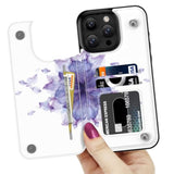 For Iphone 16 Pro Wallet Case - Flip Folio Leather Kickstand - Fashionable Flower Designs - Credit Card Holder - Protective Phone Cover For Women And Girls - 6.3" - Blooming Purple Flower