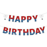 Spider Theme Happy Birthday Banner, 2M/6.56Ft, Colorful, Cardboard, Pre-Strung, Perfect For Kids Birthday Party Decor