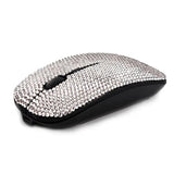 Luxury Bling Crystal Diamond Rhinestone Usb Slimline Flat Wireless Mouse Gift (Silver Crystal With Black Mouse)