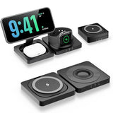 Magnetic Wireless Charger for iPhone: 3 in 1 for Travel 15W Fast Charging Pad Foldable for iPhone 17 16e 16 15 14 13 12 Pro Max - for Apple Watch