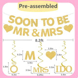 Engagement Bridal Shower Decor "Soon to Be Mr & Mrs" Banner & Diamond Ring Swirls