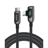100W Right Angle Usb C To Usb C Cable, 4Ft Zinc Alloy Braided Type-C Cable Wit