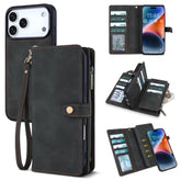 Leather Wallet Case for iPhone 17 Pro Max with 11 Card Holders, Black