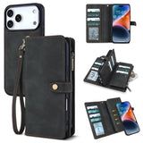 Leather Wallet Case for iPhone 17 Pro Max with 11 Card Holders, Black
