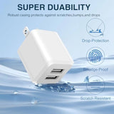 3- Pack, Usb Wall Charger, Dual Port Usb Cube Power Adapter Charger Plug Block Charging Box, Dual Port Wall Fast Charging Adapter, Compatible For I Phone 14 13 12 11 (White)