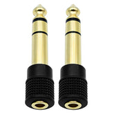 Audio Adapter 6.35Mm (1/4 Inch) Male To 3.5Mm (1/8 Inch) Female Stereo Headphone Connector Gold Plated, 2 Pack