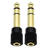 Audio Adapter 6.35Mm (1/4 Inch) Male To 3.5Mm (1/8 Inch) Female Stereo Headphone Connector Gold Plated, 2 Pack