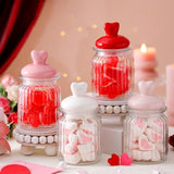 4 Pcs 16 Oz Valentine'S Day Glass Candy Jars Clear Valentines Containers With Ceramic Heart Lid Cute Decorative Storage Jars For Cookie Chocolate Nut(Pink,Red,Rose,White,Classic Heart)