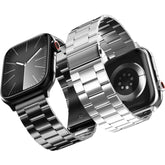 2-Pack Compatible For Apple Watch Band 49Mm 46Mm 45Mm 44Mm 42Mm, Rugged Stainless Steel Replacement Strap Metal Bands For Iwatch Ultra 2/1 Series 10/9/8/7/6/5/4/3/2/1/Se/Se2 Women Men (Black+Silver)