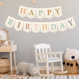 Happy Birthday Felt Banner Boho Happy Birthday Hanging Banner Bohemian Birthday Felt Garland Flag Rainbow Birthday Bunting Garland For Party Baby Shower Home Fireplace Nursery Backdrop Decor