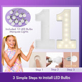 4Ft Light Up Numbers Pre-Cut Frame Giant Marquee Numbers 1, Mosaic Numbers For Balloons, First 1St 21St Birthday Anniversary Decorations Party Decor