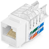 45° Angled Cat6 Keystone Jack In White - Slim Profile Rj45 Female Connector -