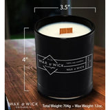 Wax And Wick 12Oz Scented Candle For Men, 100% Soy Wax, Double Wood Wick, Black Jar, Driftwood Scent, Long Lasting, Masculine Scents, Perfect For Home, Mancave, Bachelor Pad, Men'S Gift - Made In Usa