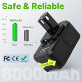18V 6.0Ah Lithium Battery Compatible With Ryobi 18 Volt Cordless Power Tools Battery One+ P108 P102 P103 P104 P105 P107 P106 P221 Bpl18151 (2 Packs)