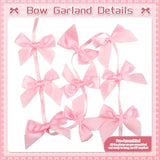 Pink Bow Garland, 8Pcs Satin Ribbon Bow Hanging Banners, Pink Bow Decor For Coquette Birthday Girls Bow Theme Birthday Party Baby Shower Bridal Shower Bachelorette Party Supplies