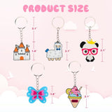 70Pcs Cartoon Keychains Bulk For Kids Party Favors, Backpack Keychains Candy, Donut, Ball, Cartoon Animal Axolotl, Sloth, Hawaii Styles Keychains For School Day, Classroom Prizes, Birthday Party