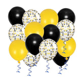 12Inch Yellow Black Balloons With Yellow Black Confetti Balloons Perfect For Party Decorations,Pack Of 50