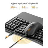 seenda Wireless Ergonomic Keyboard and Mouse, COE310 USB+Type-C+Bluetooth Multi-Device Rechargeable, Wave Keyborad, Quiet Light Mouse Compatible for Windows/macOS/PC/Laptop/MacBook/iPad - Black