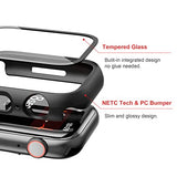 2 Pack Case With Tempered Glass Screen Protector For Apple Watch Series 9/8/7 45Mm, Slim Guard Bumper Full Hard Pc Protective Cover Hd Ultra-Thin Cover For Iwatch 9 8 7 45Mm Accessories,Black