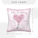 13 Year Old Girl Gifts Pillow Cover 18X18 Inch - 13Th Birthday Decorations/Gifts For Girls Pillowcase - Best Presents For 13 Year Old Girl Pillow Cover