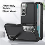 Samsung Galaxy S22 Plus 3-Layer Military Grade Protective Case Cover with Kickstand, Black and Black