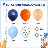 Blue and Orange Balloons, 60 Pcs for Boys Dog Paw Theme Birthday Decoration