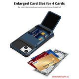 For Iphone 13 14 Case Wallet 4 Credit Card Holder Flip Cover Design Id Slot Back Pocket Dual Layer Armor Scratch Resistant Hard Shell Hybrid Protective Bumper For Iphone 13 14 6.1 Navy Blue