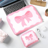 Pink Bow Laptop Case 13-13.3 Inch Cute Coquette Bow Laptop Sleeve Bag Kawaii Pad Notebook Cover Neoprene Computer Sleeve Bag With Small Case