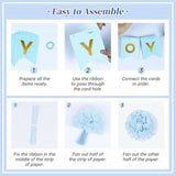 36pcs Blue Baby Decorations Grey Pom Poms, Silver & Blue Balloons, Banner