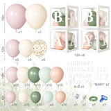 153Pcs Pink And Sage Green Balloon Arch Kit, Baby In Bloom Baby Shower Decorations For Girl Boxes With Letters (A-Z+Baby) For Boho Floral Baby Shower Birthday Gender Reveal Party Supplies