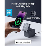Anker MagSafe Charger Stand, iPhone 16 Wireless Charger, 3-in-1 Cube with MagSafe, 15W Foldable Fast Charging Stand, For iPhone 16/15/14/13, Apple Watch 1-8/Ultra, AirPods (30W USB-C Charger Included)