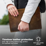 Genuine Top Grain Leather Laptop Sleeve 16-Inch - Notebook Bag Case In Vintage Brown - Easy To Clean, Minimalist Design - Good Protection From Scratches, Bumps, And Dust.