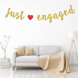 Just Engaged Banner, He Asked She Said Yes, Bride To Be Engagement Bachelorette Bridal Shower Party Hanging Sign Decorations Supplies