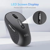 B15Pro Wireless Bluetooth Mouse, Bluetooth 5.0/4.0 & 2.4G Tri-Mode, Type-C Rechargeable With Led Screen Display, Ergonomic Silent Click For Laptop/Pc/Tablet, Multi-Device & Office Use