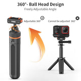VRIG 15.9" X5 Extended Mini Camera Tripod for Insta360 Ace Pro2,360 Portable Magnetic Quick Release Selfie Sticks Handle Grip Vlog Monopod for