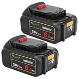 2-Pack 20V 6Ah Replacement Batteries for Dewalt Cordless Tools