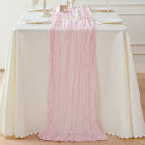 Light Pink Cheesecloth Table Runner 120” X 35”, Soft Gauze Boho Wedding Valentines Table Decor For 10Ft Table, Romantic Party, Baby Shower, Bridal Shower, Home & Event Decor