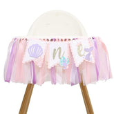Mermaid 1St Birthday High Chair Banner - Under The Sea First Birthday Party Decoration, Mermaid Theme One Party Banner, Cake Smash Photo Props For Girl