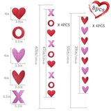 8 Pack Valentines Day Decor Heart & Xo Garland Banner In Red And Pink, Glitter Fabric/Paper, Perfect For Home, Mantel, Classroom, Party, Wedding