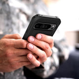 Belt Case For Google Pixel 10 Pro Xl (6.8") With Holster Clip (Falcon Shield) Ultra Protective Dual-Layer Cover With Tempered Glass Screen Protector (Black)