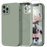 Magnetic For Iphone 13 Pro Case With Screen Protector - Compatible With Magsafe - Upgraded Camera Protection - Silicone Shockproof Protective Phone Case 6.1" For Men Women Girls,Porcelain Blue