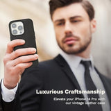 Compatible With Iphone 14 Pro Leather Case - Slim Fit-Precision Crafted Premium Phone Cover - Anti Slip - Protects Your Phone With Anti Scratch Microfiber Lining - Black