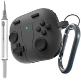 Game Case For Airpods 4 Cover Shock-Proof Protective Silicone Case With Cleaning Pen And Keychain Accessories For Apple Airpods 4Th Generation (Black)