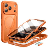 JETech Case for iPhone 17 Pro Max 6.9-Inch with Built-in Tempered Glass Screen Protector and Camera Control Button, Compatible with MagSafe, 360 Degree Full Body Cover (Orange)
