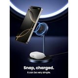 UGREEN MagFlow 2-in-1 Magnetic Wireless Charging Station, Fast Wireless Charger for iPhone 16 15 14 13 12 Series and AirPods, MagSafe Compatible Qi Charging Stand with 3 FT USB-C Cable (No AC Adapter)