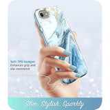 i-Blason Cosmo Series iPhone SE 2020/7/8 Case, Stylish Blue Bumper with Built-in Screen Protector