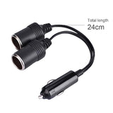 Dual 12V Car Cigarette Lighter Adapter Splitter 2-Way Socket Extension Cord