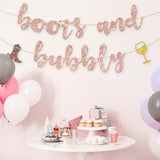 Boots and Bubbly Banner Western Bridal Shower Rose Gold Glitter Party Decor