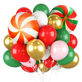 60pcs Christmas Balloons Set Red Green Pink Gold Foil & Latex Party Decor